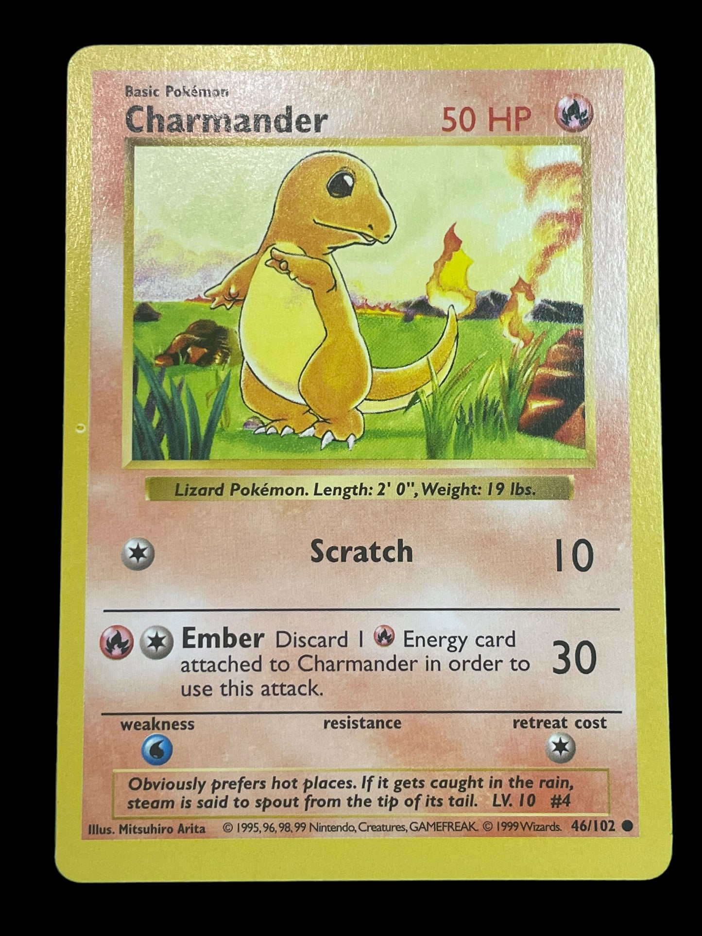 Charmander Shadowless #46 Pokemon Base Set Graded NM MINT 8