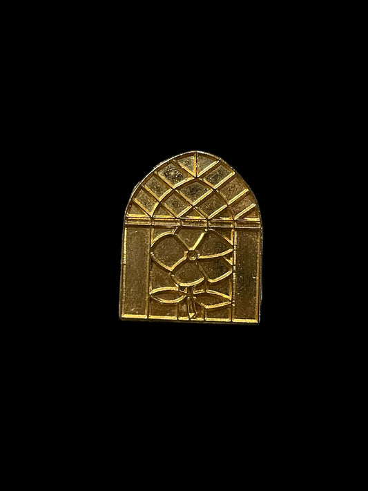 Vintage Gold Tone Stained Glass Window Brooch Pin