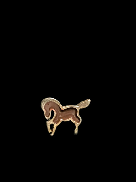 Mini Silver Tone Enamel Horse Pin