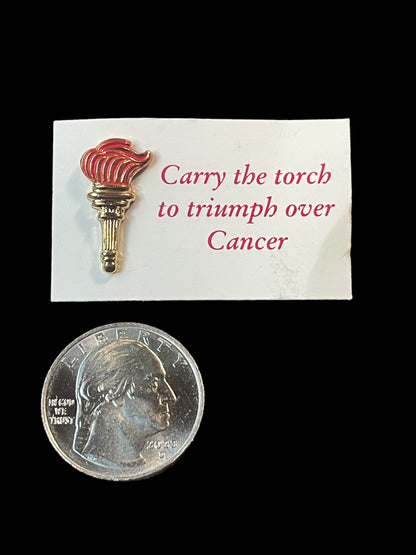 Carry The Torch to Triumph Over Cancer Gold Tone Enamel Brooch Pin