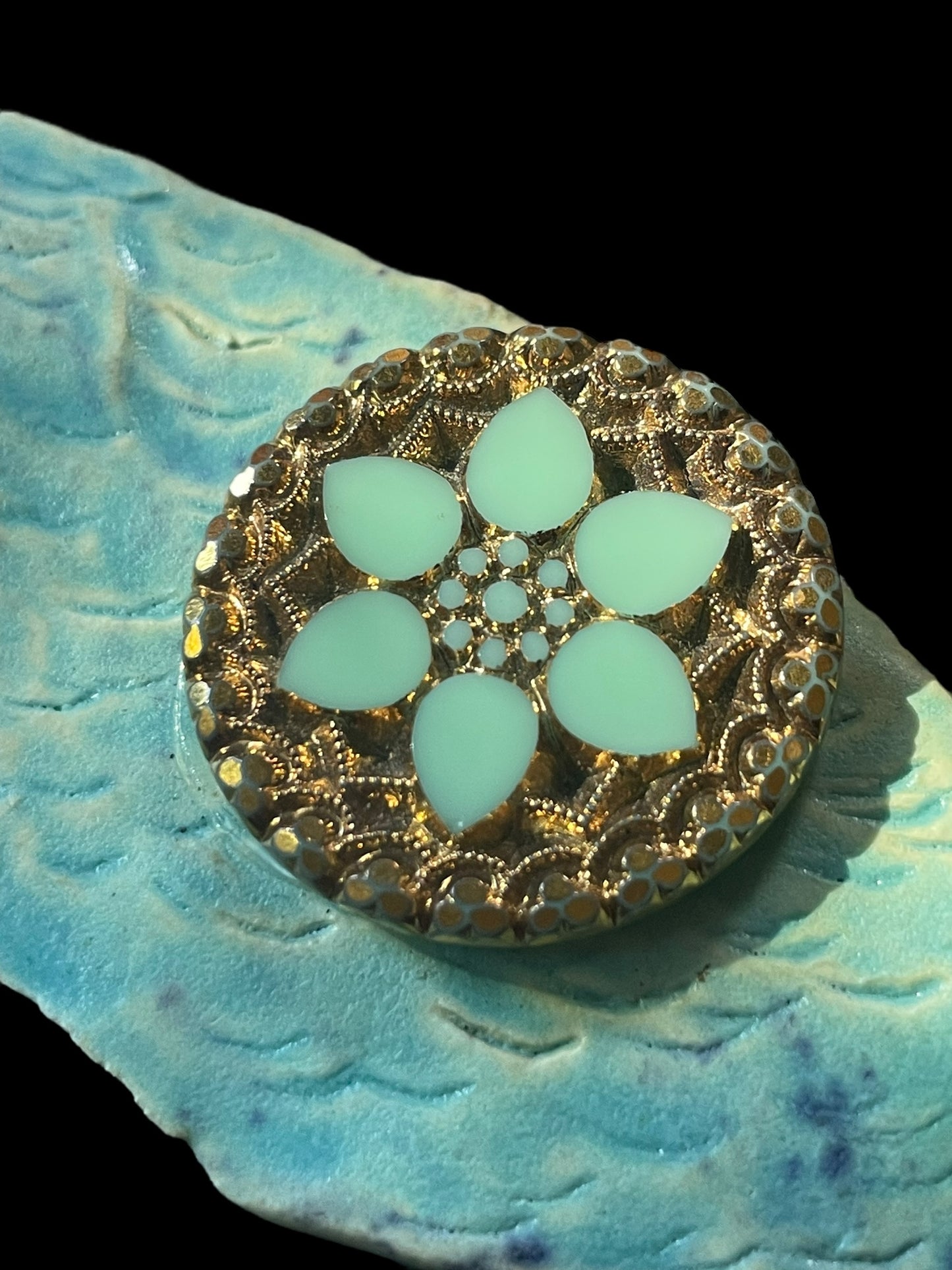 Handmade Clay Turquoise Brooch