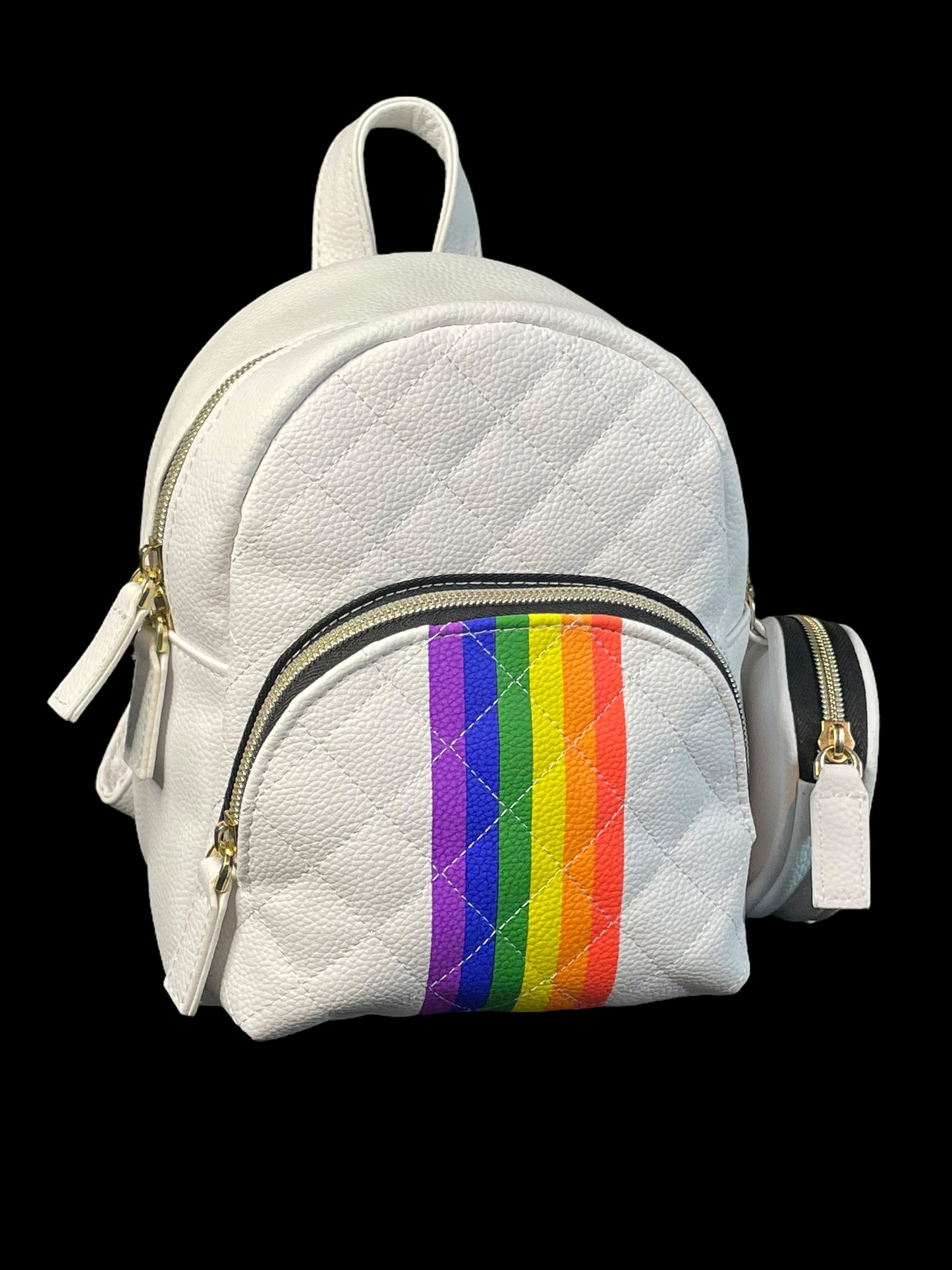 Claire's White Mini Backpack and Coin Purse with Rainbows