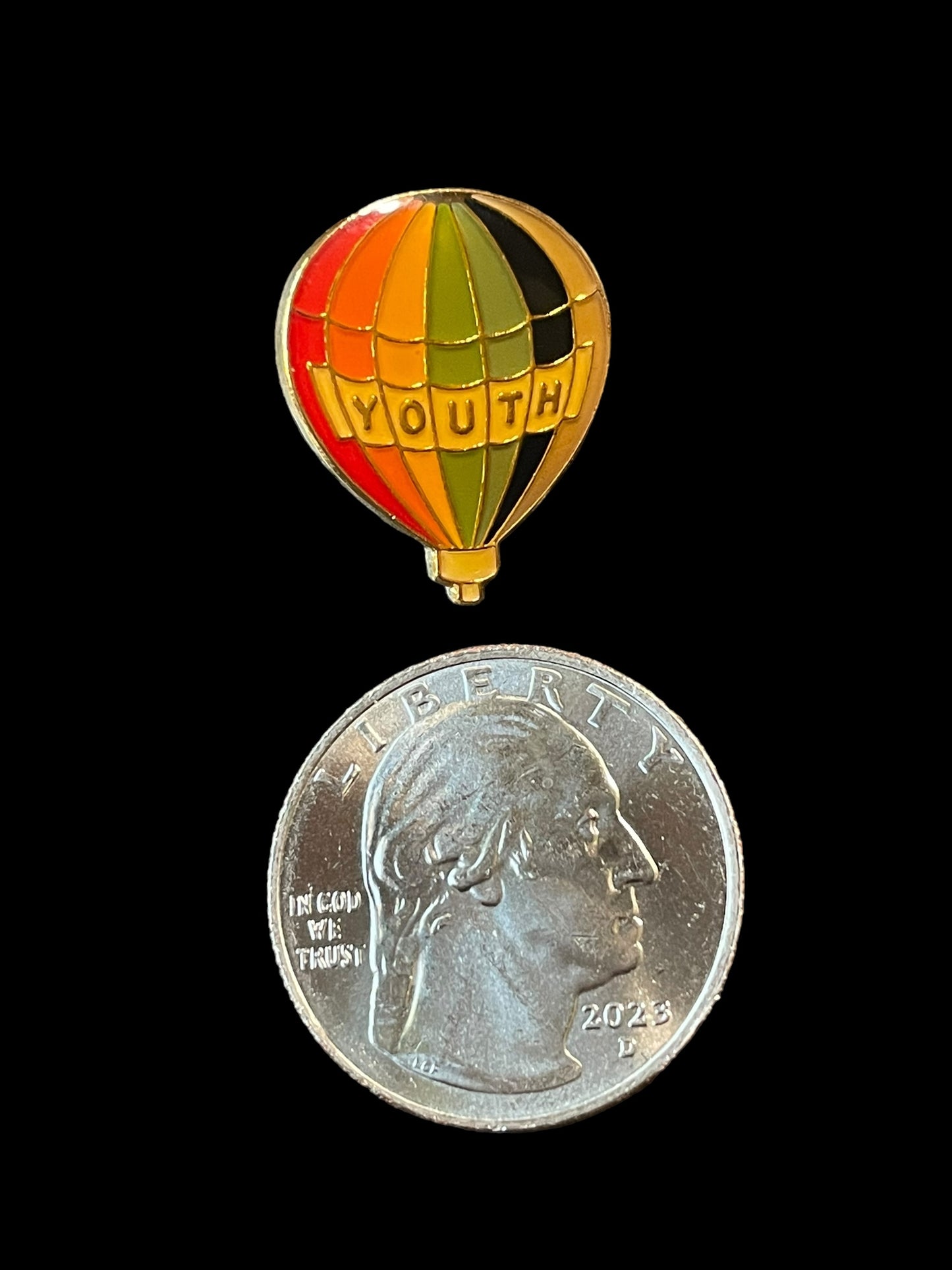 Vintage Youth Rainbow Hot Air Balloon Enamel Brooch Pin