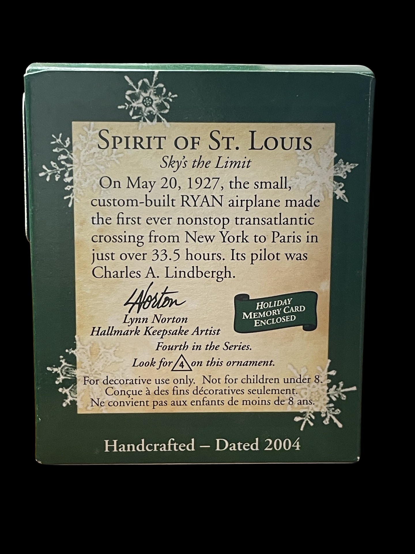 2004 Hallmark Keepsake Ornament Spirit of St. Louis, Sky's the Limit, Miniature