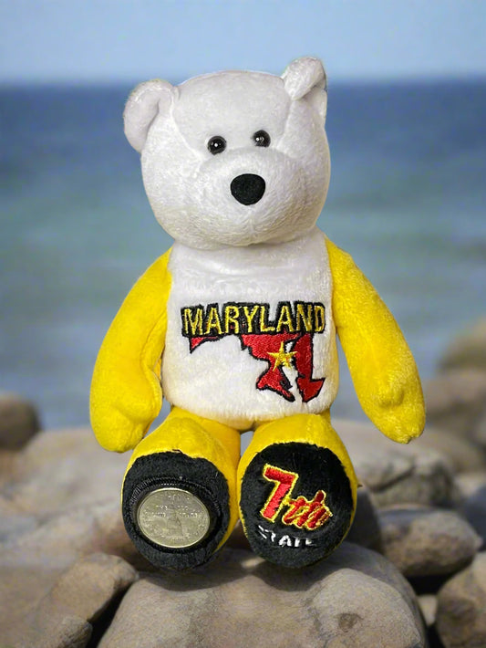 2000 Limited Treasures Maryland State Quarter Coin Bean Bear Plush