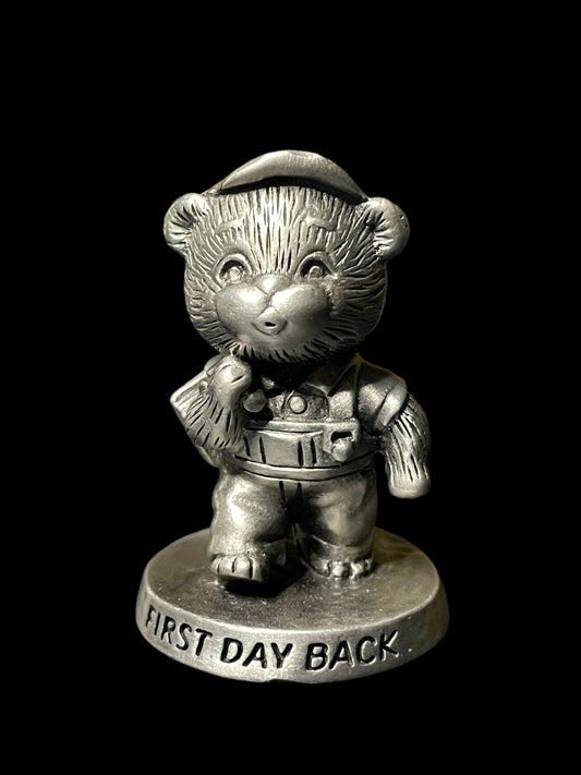 1983 Avon Fine Pewter Miniature Bear First Day Back