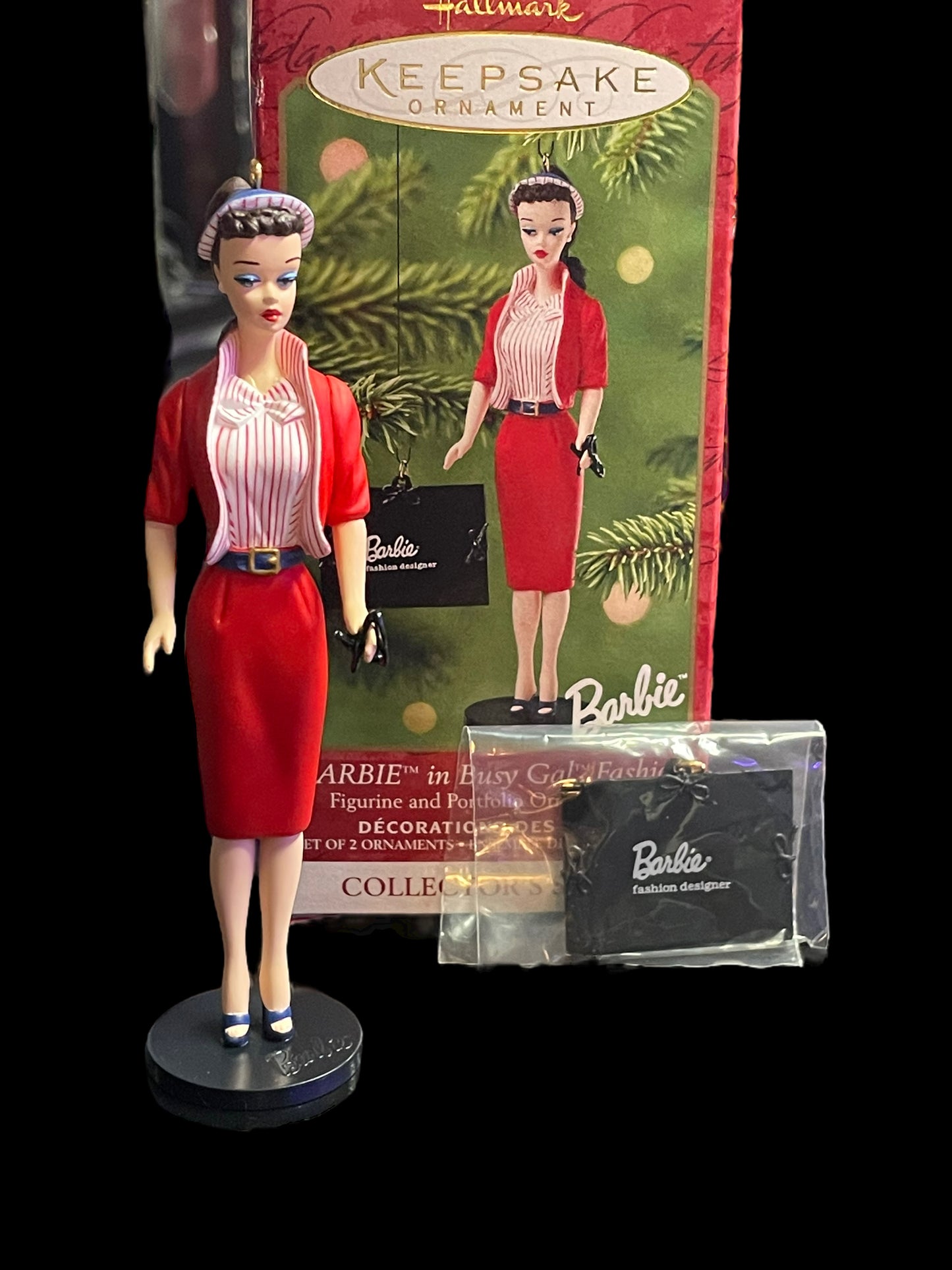 2001 Hallmark Keepsake Busy Gal Fashion Barbie Christmas Ornament