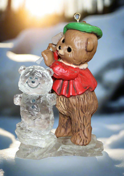 1981 Hallmark Keepsake Ornament The Ice Sculptor and Bear Christmas