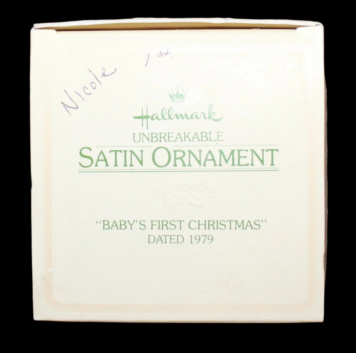 1979 Hallmark Unbreakable Satin Ornament Baby's First Christmas