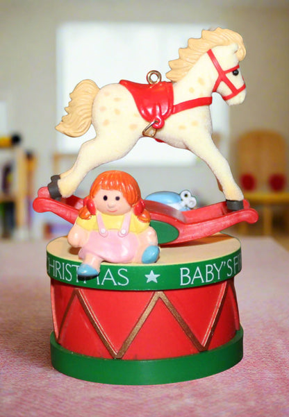 1983 Enesco Babies 1st Christmas Music Box Ornament