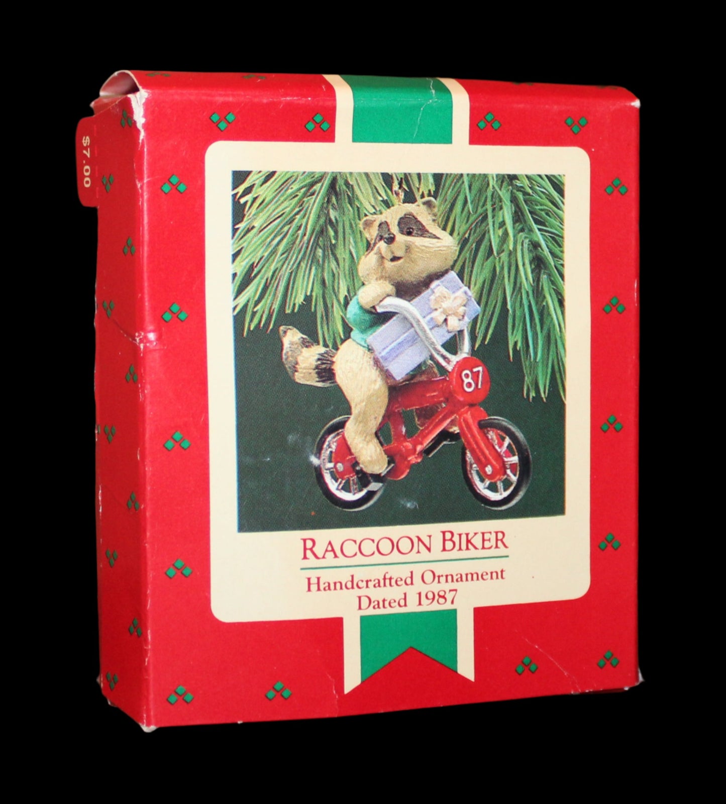 1987 Hallmark Keepsake Ornament Raccoon Biker Handcrafted