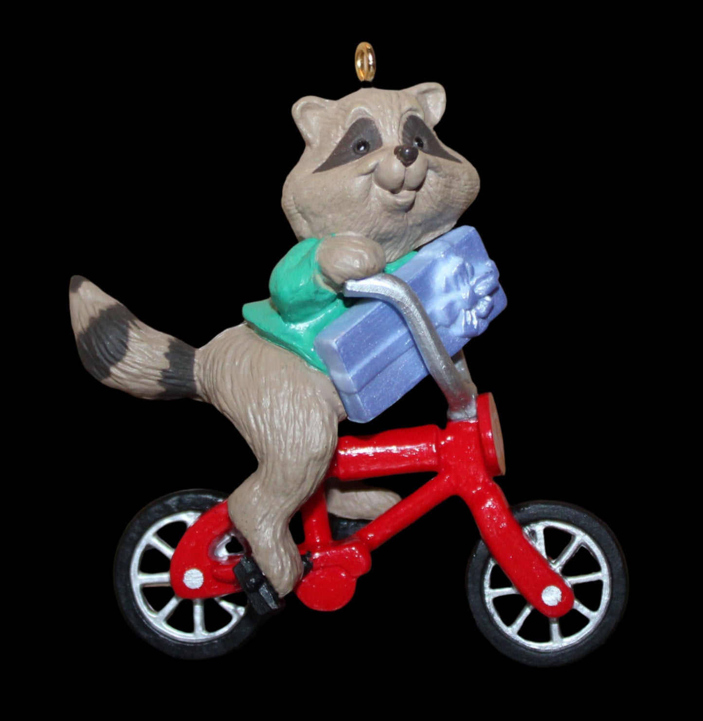 1987 Hallmark Keepsake Ornament Raccoon Biker Handcrafted