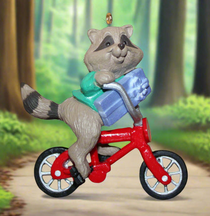 1987 Hallmark Keepsake Ornament Raccoon Biker Handcrafted