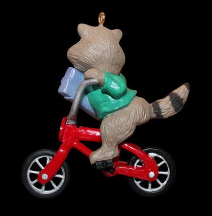 1987 Hallmark Keepsake Ornament Raccoon Biker Handcrafted