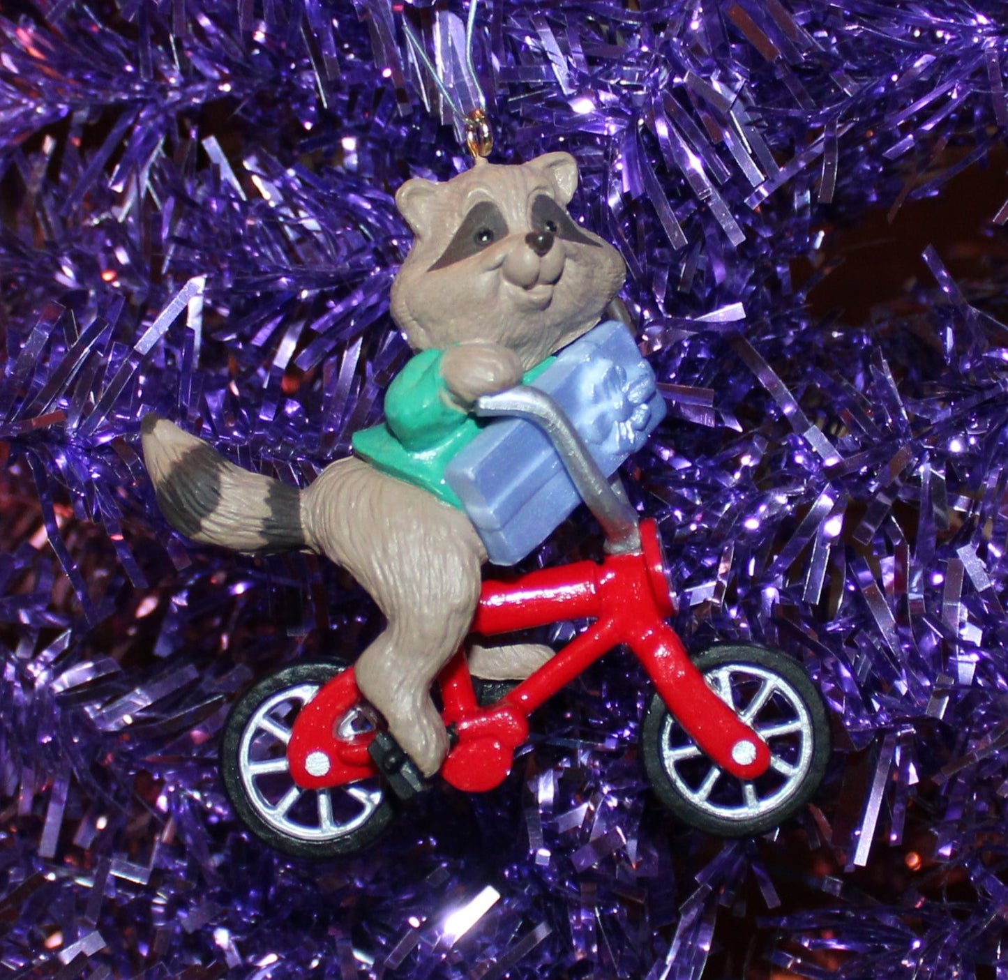 1987 Hallmark Keepsake Ornament Raccoon Biker Handcrafted