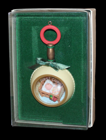 1982 Hallmark Keepsake Ornament Baby First Christmas Rattle