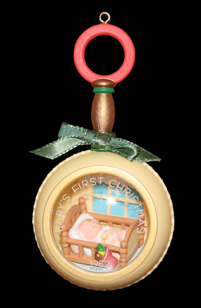 1982 Hallmark Keepsake Ornament Baby First Christmas Rattle