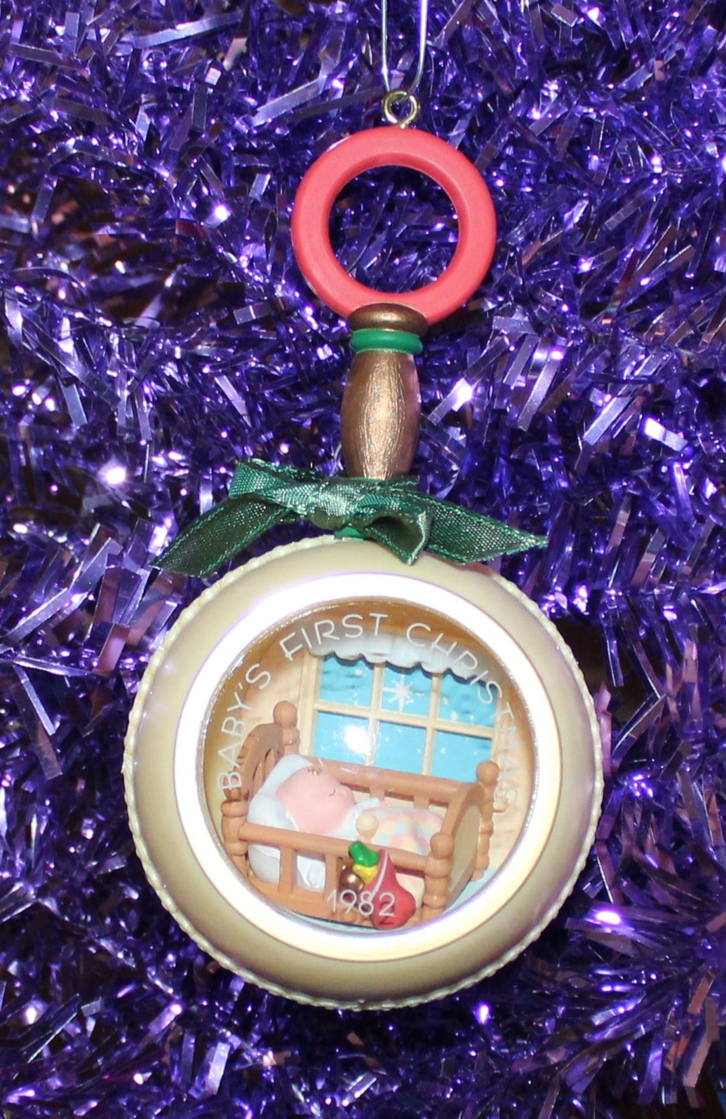 1982 Hallmark Keepsake Ornament Baby First Christmas Rattle