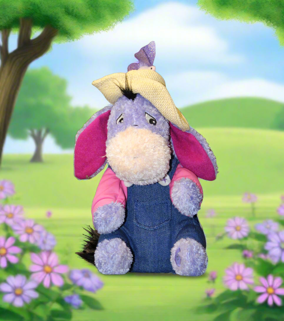 Disney Store Exclusive Winnie the Pooh Garden Party Eeyore and Purple Butterfly Stuffed Plush