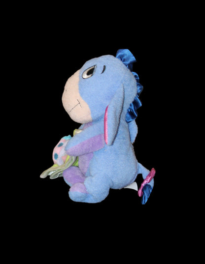 2005 10" Fisher Price Disney Winnie the Pooh Eeyore with Blanket and Ladybug Rattle Plush