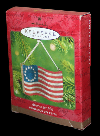 2001 Hallmark Keepsake Ornament America For Me! USA Flag