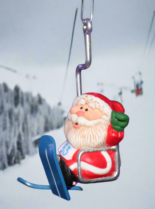 1983 Hallmark Keepsake Ornament Santa Ski Lift