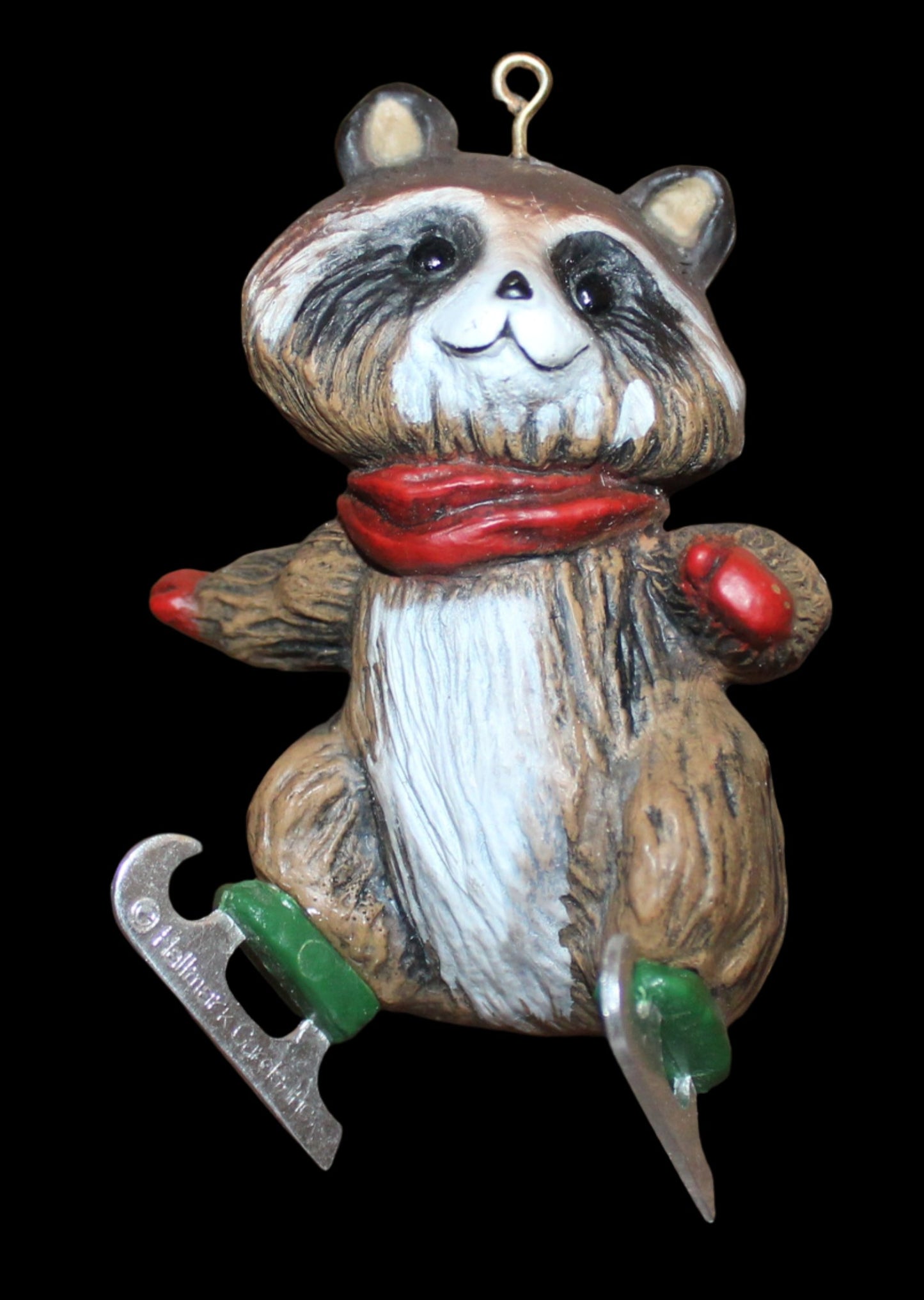 1978 Hallmark Tree Trimmer New Skates Ice Skating Racoon Christmas Ornament