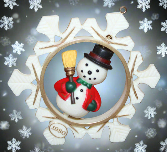 1980 The Ornament Shoppe Spinning Snowman in Snowflake