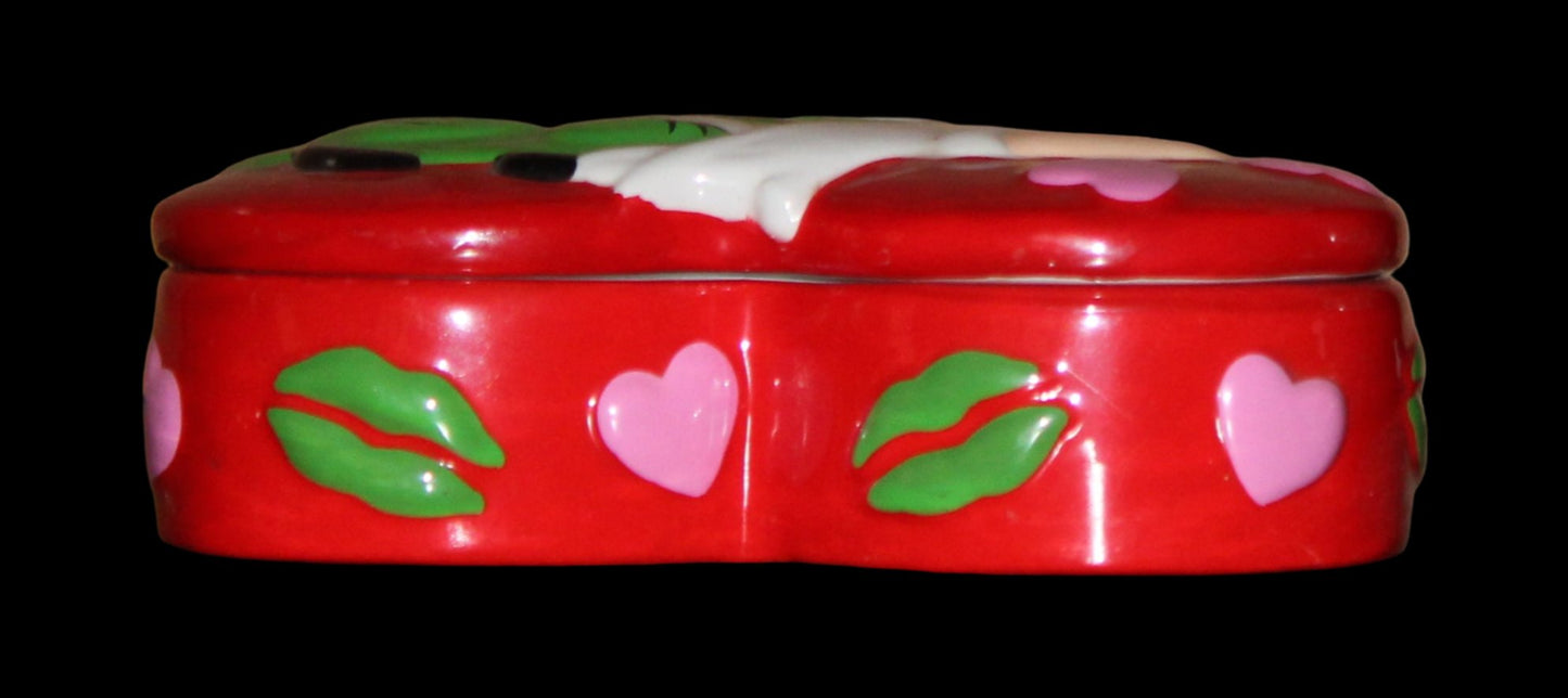 2003 Red M&M Ceramic Heart Candy Trinket Box