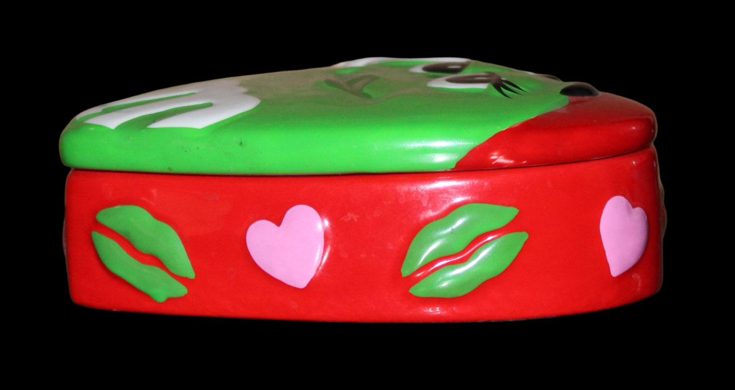 2003 Red M&M Ceramic Heart Candy Trinket Box