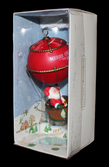 1981 Hallmark Keepsake Ornament Sailing Santa Hot Air Balloon