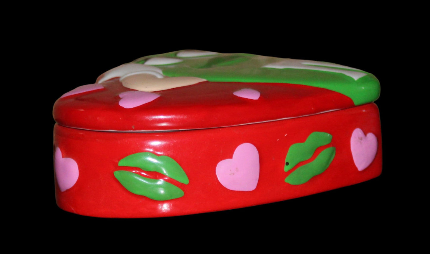 2003 Red M&M Ceramic Heart Candy Trinket Box