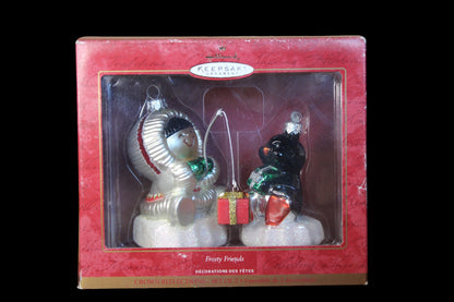 2000 Hallmark Keepsake Blown Glass Ornament Frosty Friends Set of 2