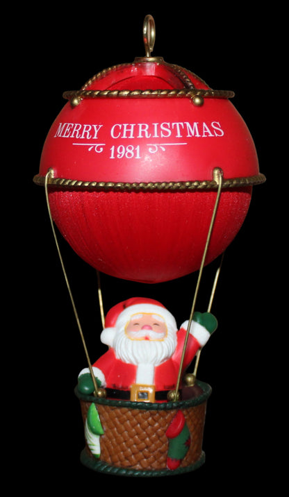 1981 Hallmark Keepsake Ornament Sailing Santa Hot Air Balloon