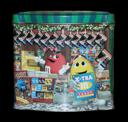 2001 M&M Seasons Greetings Christmas Village Series Newsstand #12 Limited Edition Canister