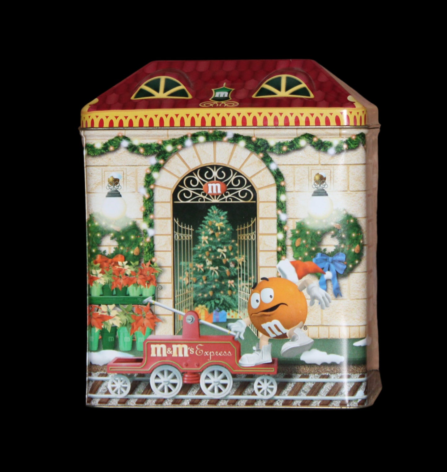 2001 M&M Christmas Village Series Train Depot #13 Limited Edition Canister