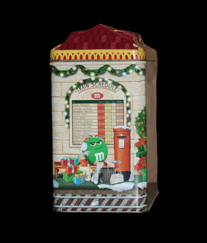 2001 M&M Christmas Village Series Train Depot #13 Limited Edition Canister