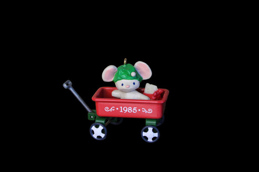 1985 Hallmark Keepsake Ornament Mouse Wagon Miniature