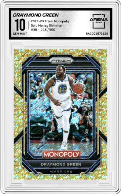 *TRADED* [GEM MINT 10] Draymond Green [Gold Shimmer] #30 2022 Panini Monopoly Prizm 8/500