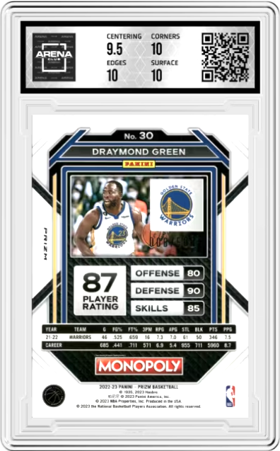 *TRADED* [GEM MINT 10] Draymond Green [Gold Shimmer] #30 2022 Panini Monopoly Prizm 8/500