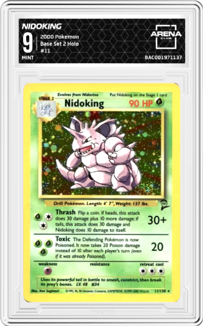 *TRADED* [MINT 9] Nidoking #11 Pokemon Base Set 2 - Holo Rare