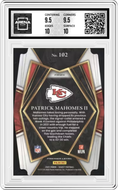 *TRADED* Patrick Mahomes II Red Blue Die Cut #102 2021 Panini Select Graded GEM MINT 10