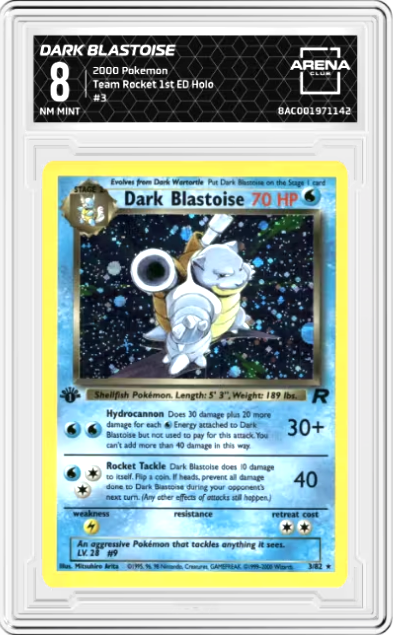 1st Edition Dark Blastoise 3/82 2000 Pokemon Team Rocket Graded NM MINT 8