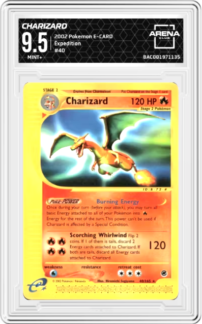 Charizard #40 2002 Pokemon Expedition Base Set Graded MINT+ 9.5