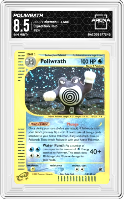 Poliwrath #24 2002 Pokemon Expedition Swirl Graded NM MIN+8.5