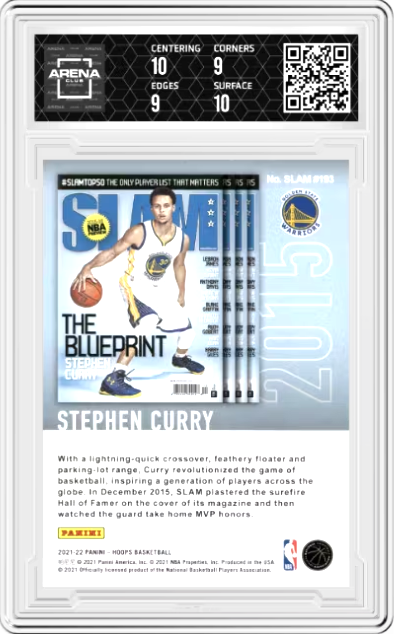 *TRADED* Stephen Curry #193 2021 Panini Hoops SLAM Graded MINT+ 9.5