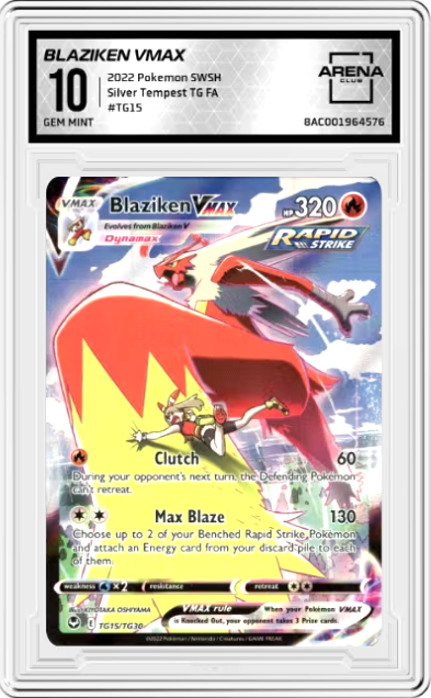 Blaziken VMAX #TG15 Pokemon Silver Tempest Graded GEM MINT 10