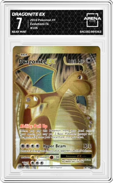 Dragonite EX #106 Miscut with Alignment Dot Pokemon Evolutions Graded NEAR MINT 7