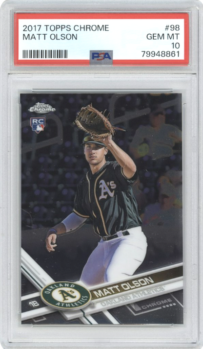 Matt Olson #98 2017 Topps Chrome Graded PSA GEM MINT 10