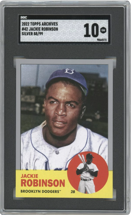 Jackie Robinson #42 /99 2022 Topps Archives 1963 Topps Silver Graded GEM MINT 10